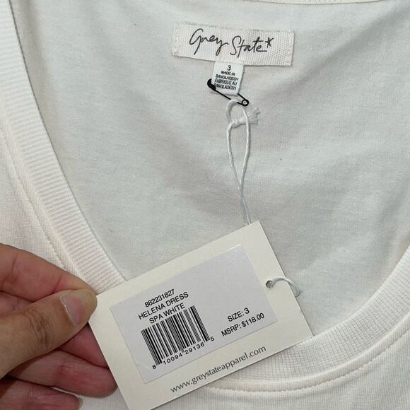 Grey‎ State Womens Cap Sleeve Drawstring Helena Mini Dress Spa White Size 3 NWT - Picture 4 of 9